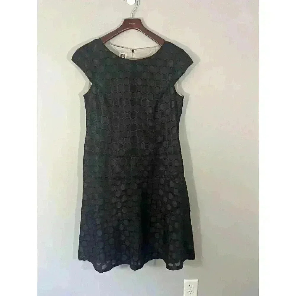 Ann Klein Black Polka Dot Sheer Dress Size 10